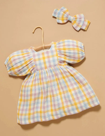 Purebaby - Check Gathered Dress Short Sleeve Dress Purebaby 