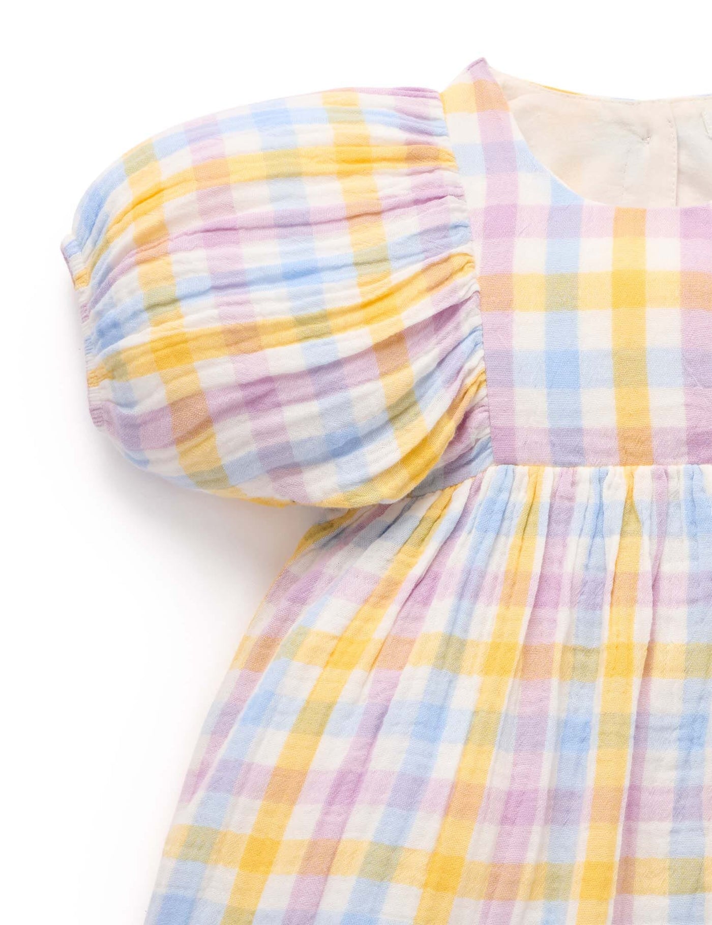 Purebaby - Check Gathered Dress Short Sleeve Dress Purebaby 