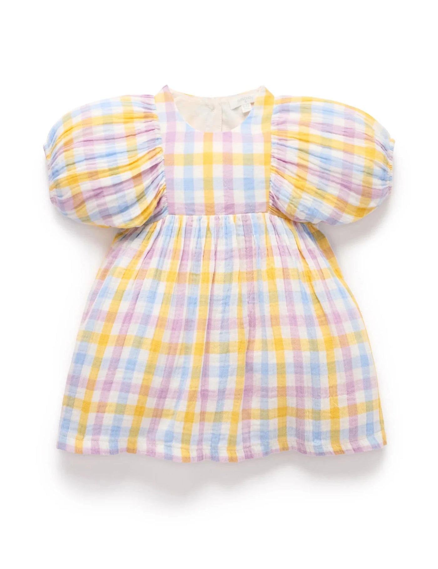 Purebaby - Check Gathered Dress Short Sleeve Dress Purebaby 