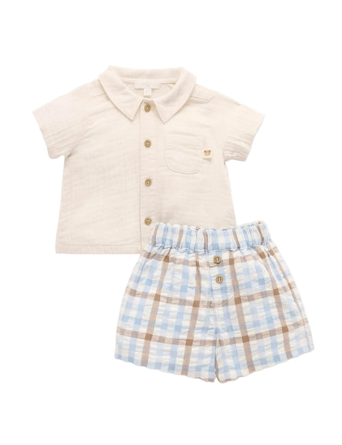 Purebaby - Check Set | Blue Choc Check