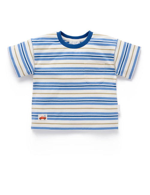 Purebaby - Classic Striped Relaxed Tee | Blue Jay Stripe