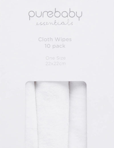 Purebaby - Cloth Wipes 10 Pcs - White Wash Cloth Purebaby 