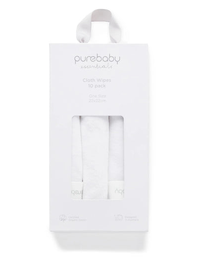 Purebaby - Cloth Wipes 10 Pcs - White Wash Cloth Purebaby 