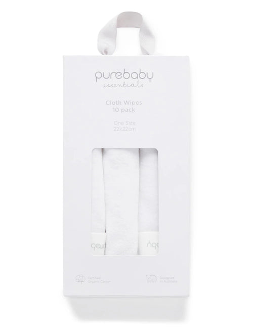 Purebaby - Cloth Wipes 10 Pcs | White