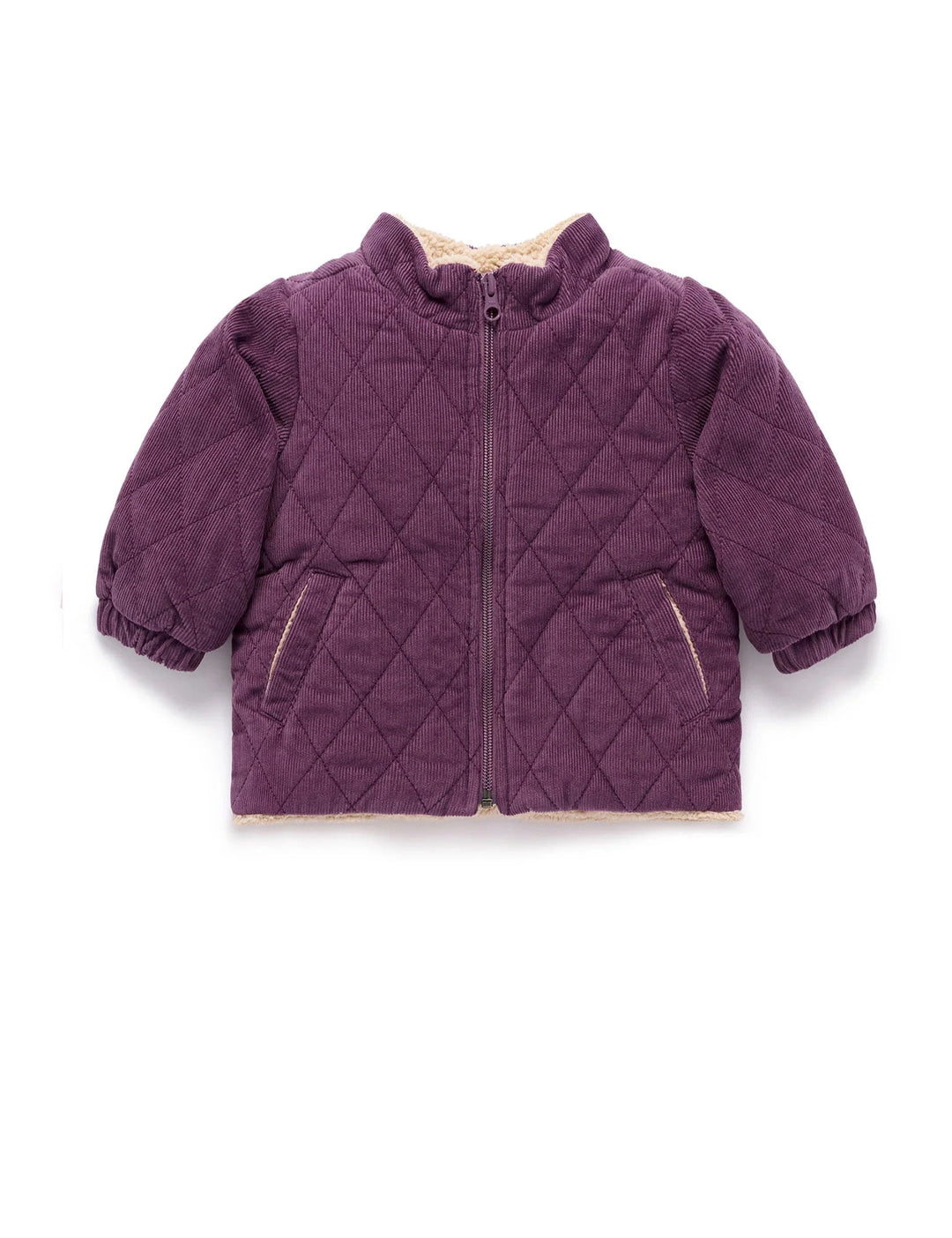 Purebaby Cord Shearling Quilted Jacket Heather