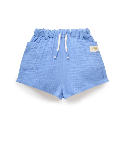 Purebaby - Crinkle Cotton Shorts | Blue Jay