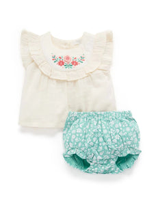 Purebaby - Embroidered Bloomer Set