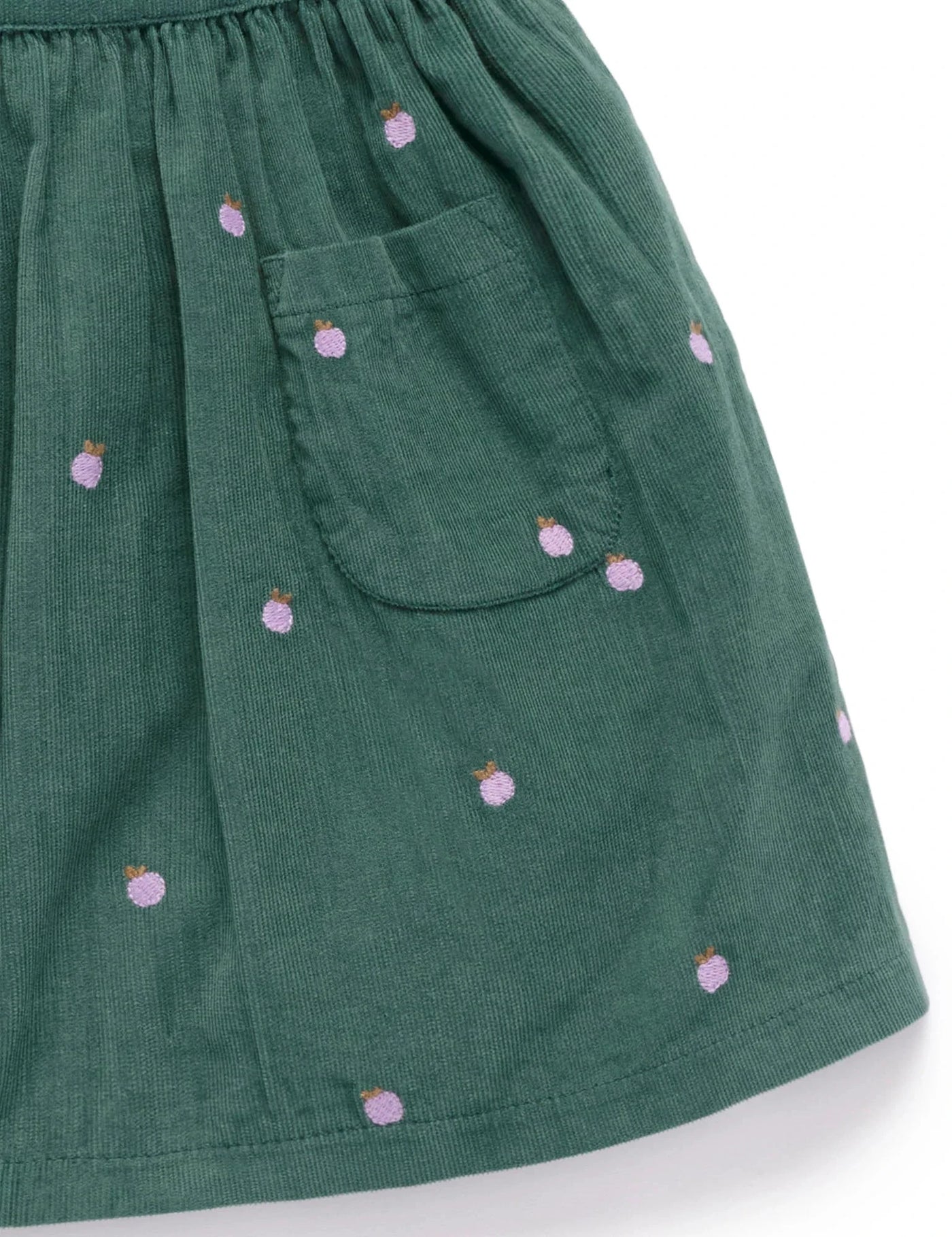 Purebaby - Embroidered Corduroy Pinnie | Green Sleeveless Dress Purebaby 