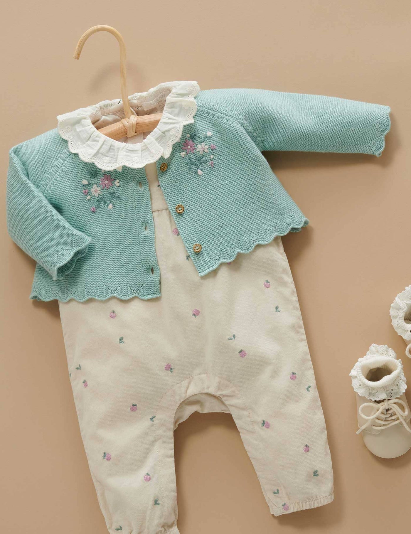 Purebaby - Embroidered Corduroy Romper | Orchard Broderie Romper Purebaby 