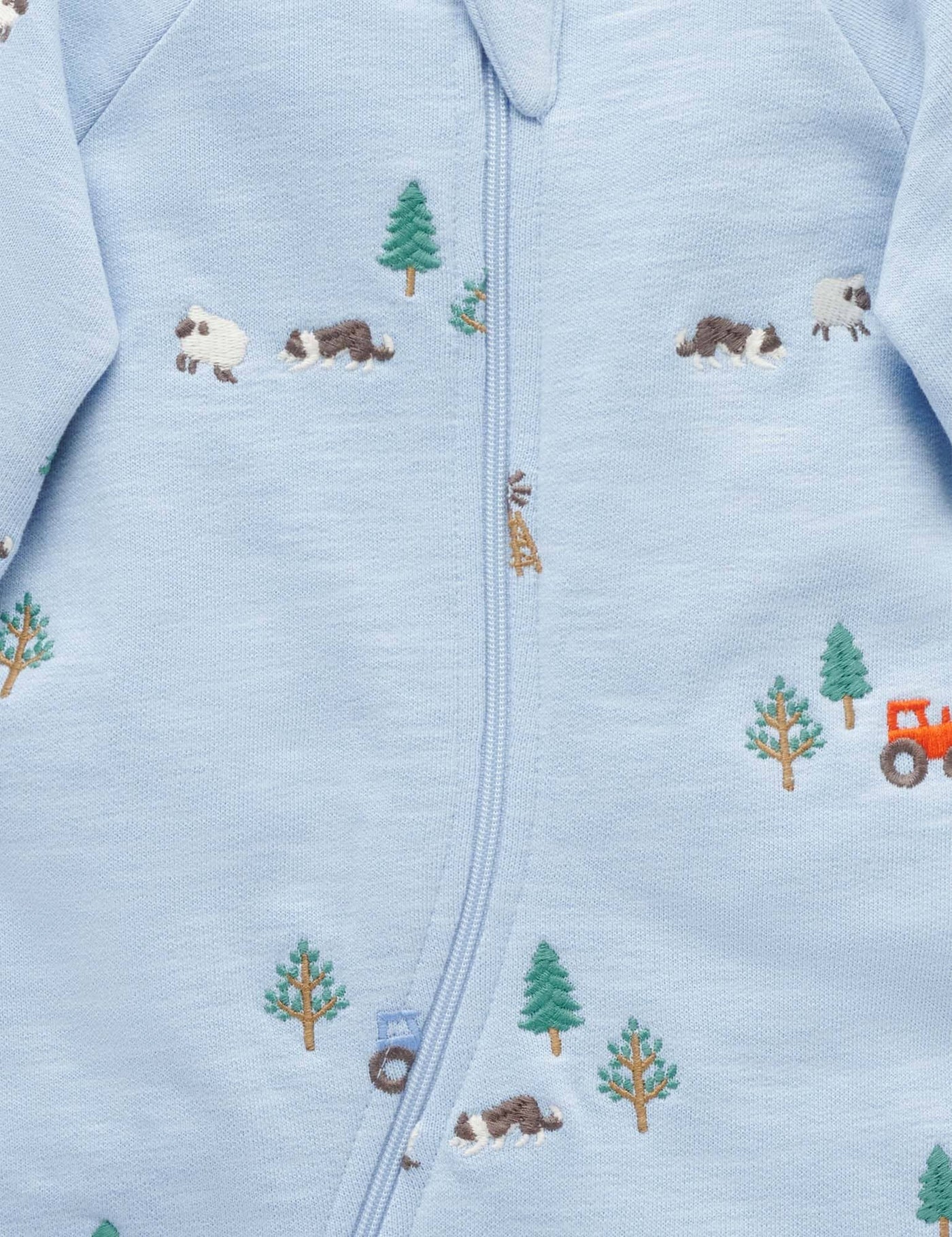 Purebaby - Embroidered Fleece Growsuit | Herding Sheep Broderie Growsuit Purebaby 