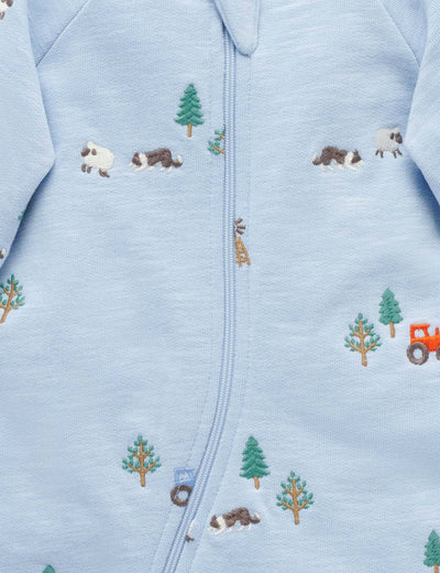 Purebaby - Embroidered Fleece Growsuit | Herding Sheep Broderie Growsuit Purebaby 