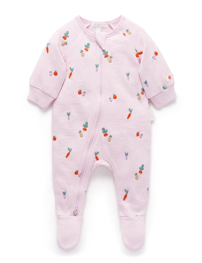 Purebaby - Embroidered Fleece Growsuit | Winter Fruits Broderie Growsuit Purebaby 