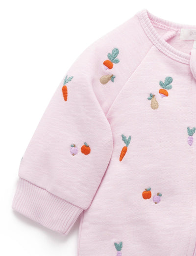 Purebaby - Embroidered Fleece Growsuit | Winter Fruits Broderie Growsuit Purebaby 