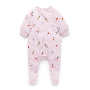 Purebaby - Embroidered Fleece Growsuit | Winter Fruits Broderie