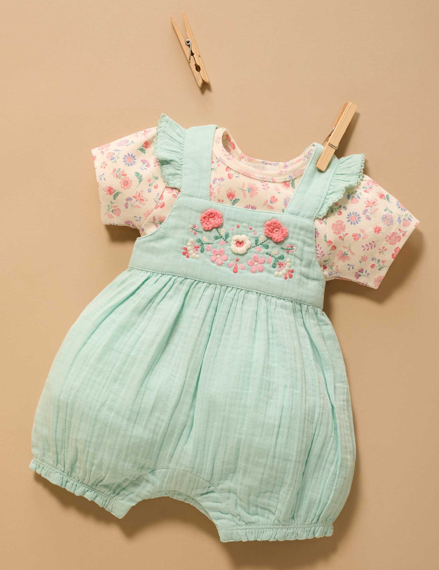 Purebaby - Embroidered Overall Set Matching Set Purebaby 