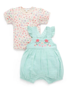 Purebaby - Embroidered Overall Set