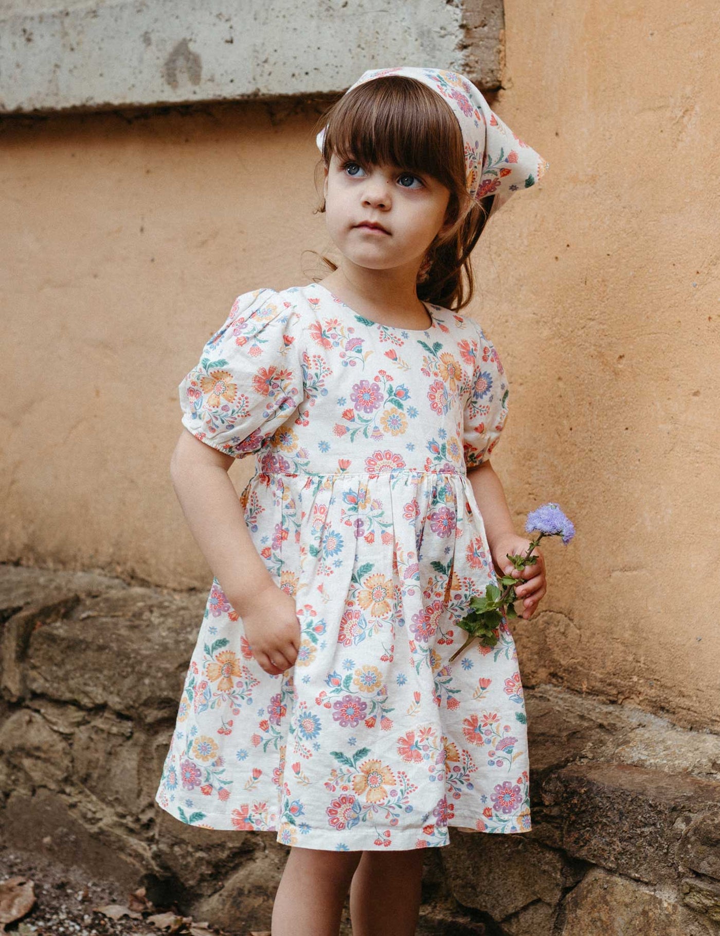 Purebaby - Floral Linen Blend Dress Short Sleeve Dress Purebaby 