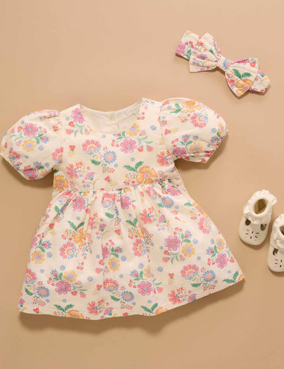 Purebaby - Floral Linen Blend Dress Short Sleeve Dress Purebaby 