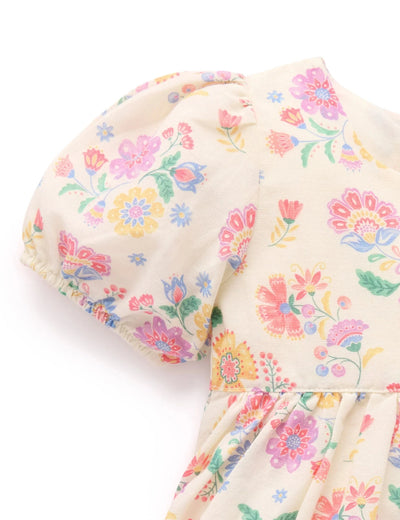 Purebaby - Floral Linen Blend Dress Short Sleeve Dress Purebaby 