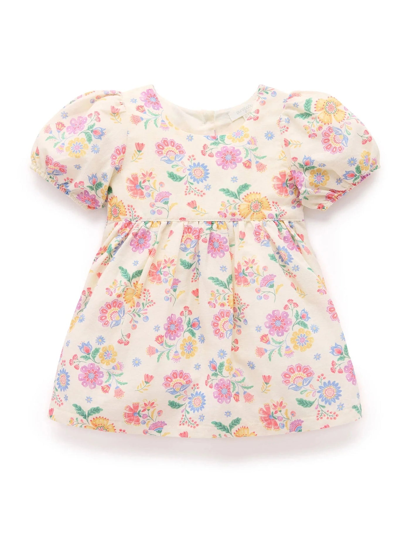 Purebaby - Floral Linen Blend Dress Short Sleeve Dress Purebaby 