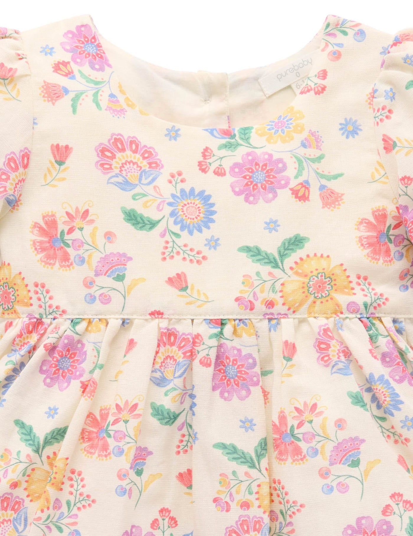 Purebaby - Floral Linen Blend Dress Short Sleeve Dress Purebaby 
