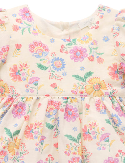 Purebaby - Floral Linen Blend Dress Short Sleeve Dress Purebaby 