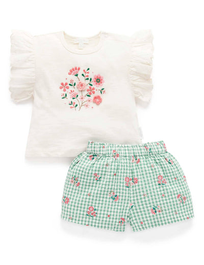 Purebaby - Frida Gingham Floral Set Matching Set Purebaby 