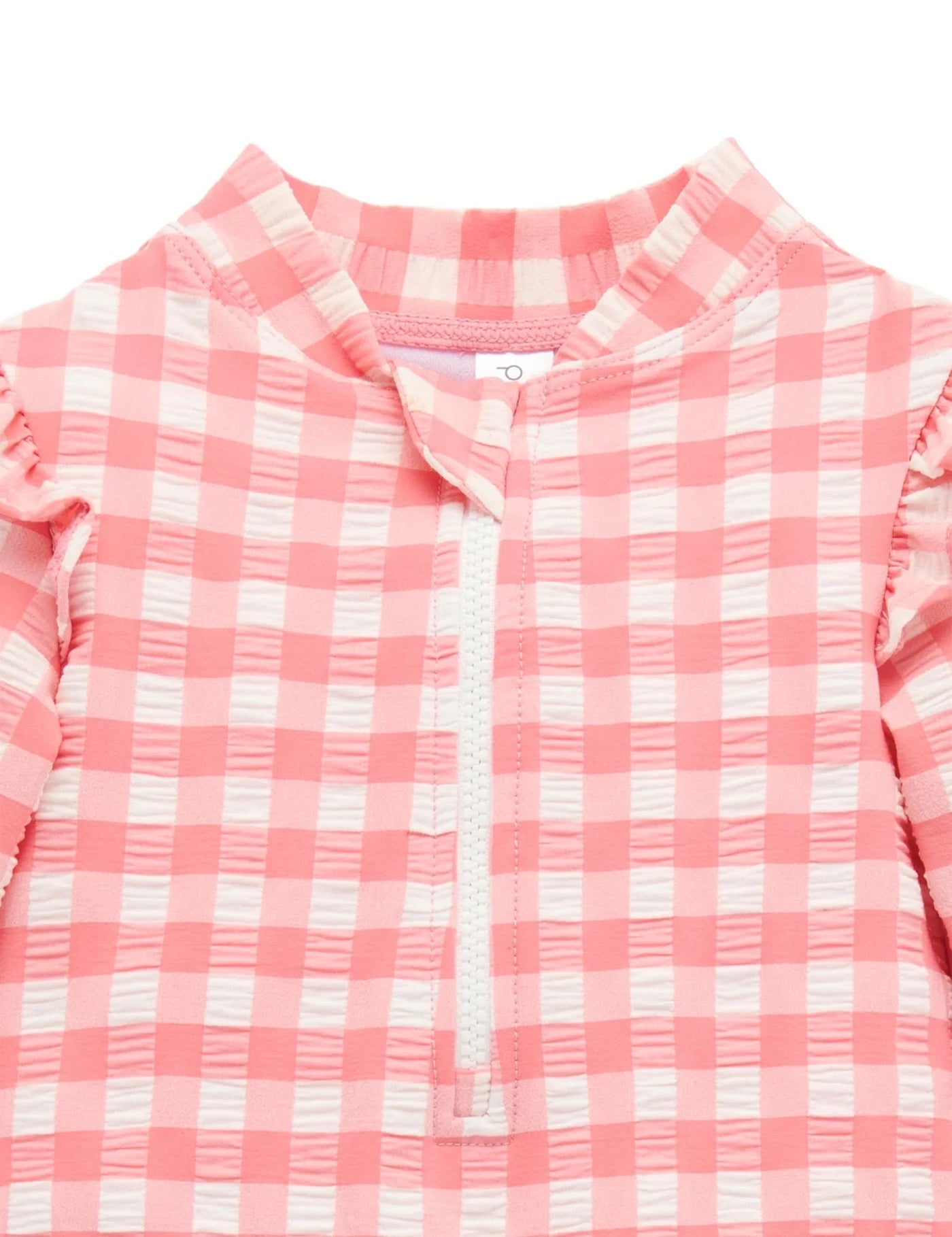 Purebaby - Frilly Long Sleeve Swimsuit | Pomegranate Gingham One-Piece Swimsuit Purebaby 