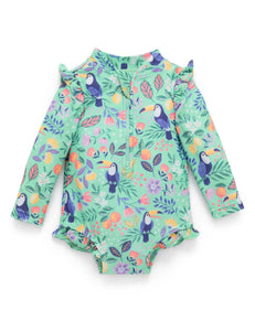 Purebaby - Frilly Long Sleeve Swimsuit | Toucan