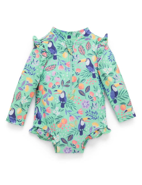 Purebaby - Frilly Long Sleeve Swimsuit | Toucan