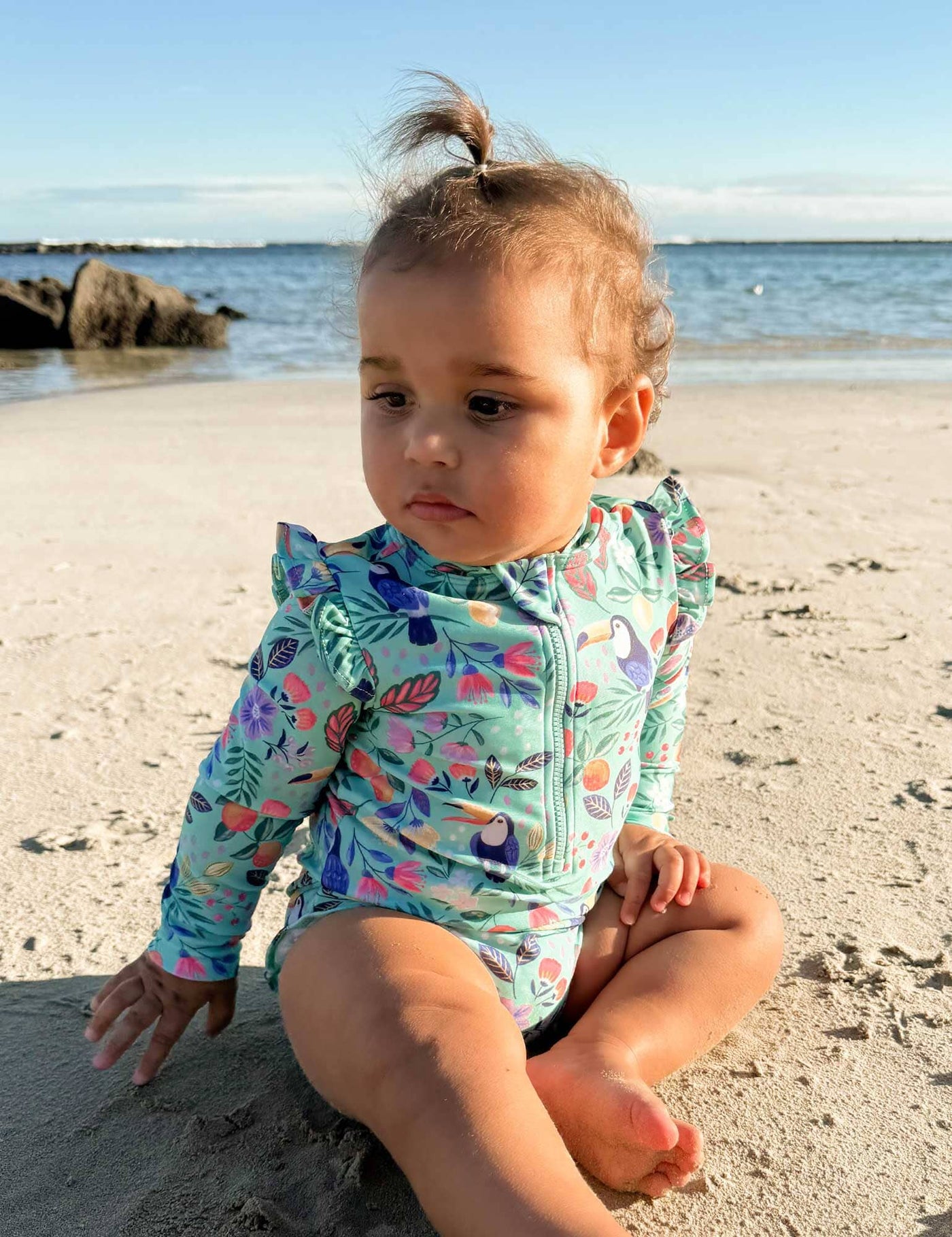 Purebaby - Frilly Long Sleeve Swimsuit | Toucan One-Piece Swimsuit Purebaby 