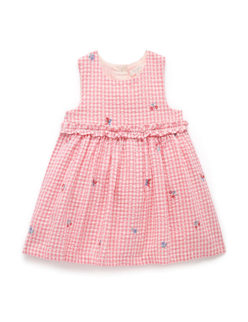 Purebaby - Gingham Embroidered Pinnie | Butterfly Broderie