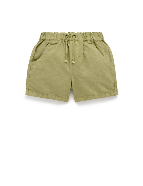 Purebaby - Linen Blend Pull On Shorts | Olive
