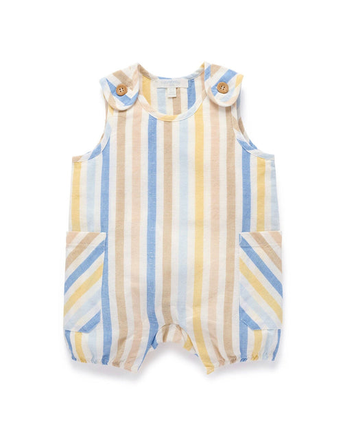 Purebaby - Linen Blend Romper | Playful Stripe