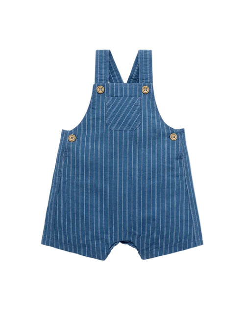 Purebaby - Linen Blend Striped Overall | French Navy Stripe