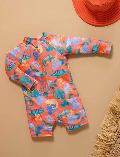 Purebaby - Long Sleeve Rashie Sunsuit | Fiesta Chameleon One-Piece Swimsuit Purebaby 