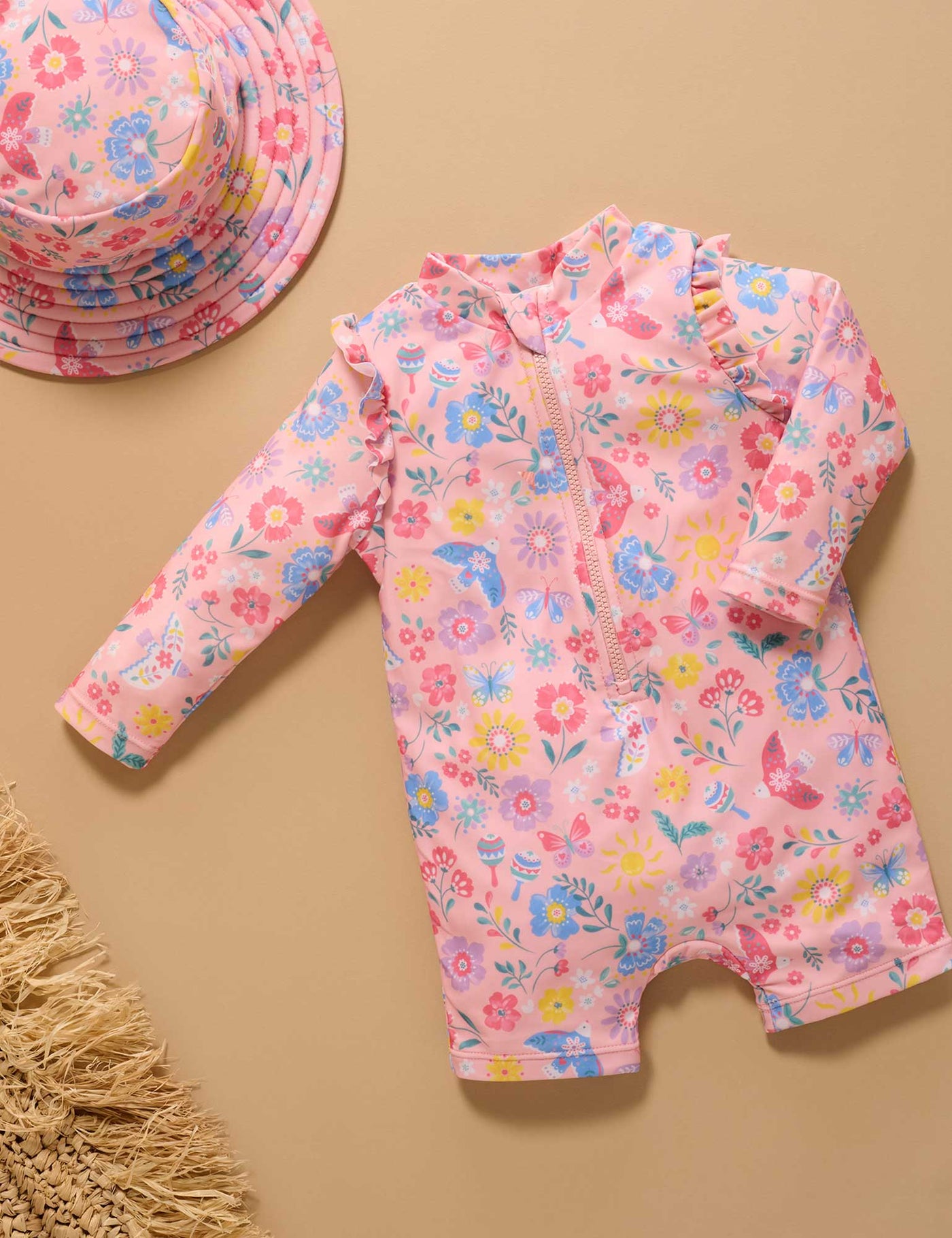 Purebaby - Long Sleeve Rashie Sunsuit | Pajaro Bird One-Piece Swimsuit Purebaby 