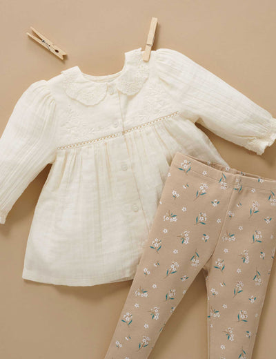 Purebaby - Meadow Blouse | Cloud Long Sleeve Top Purebaby 