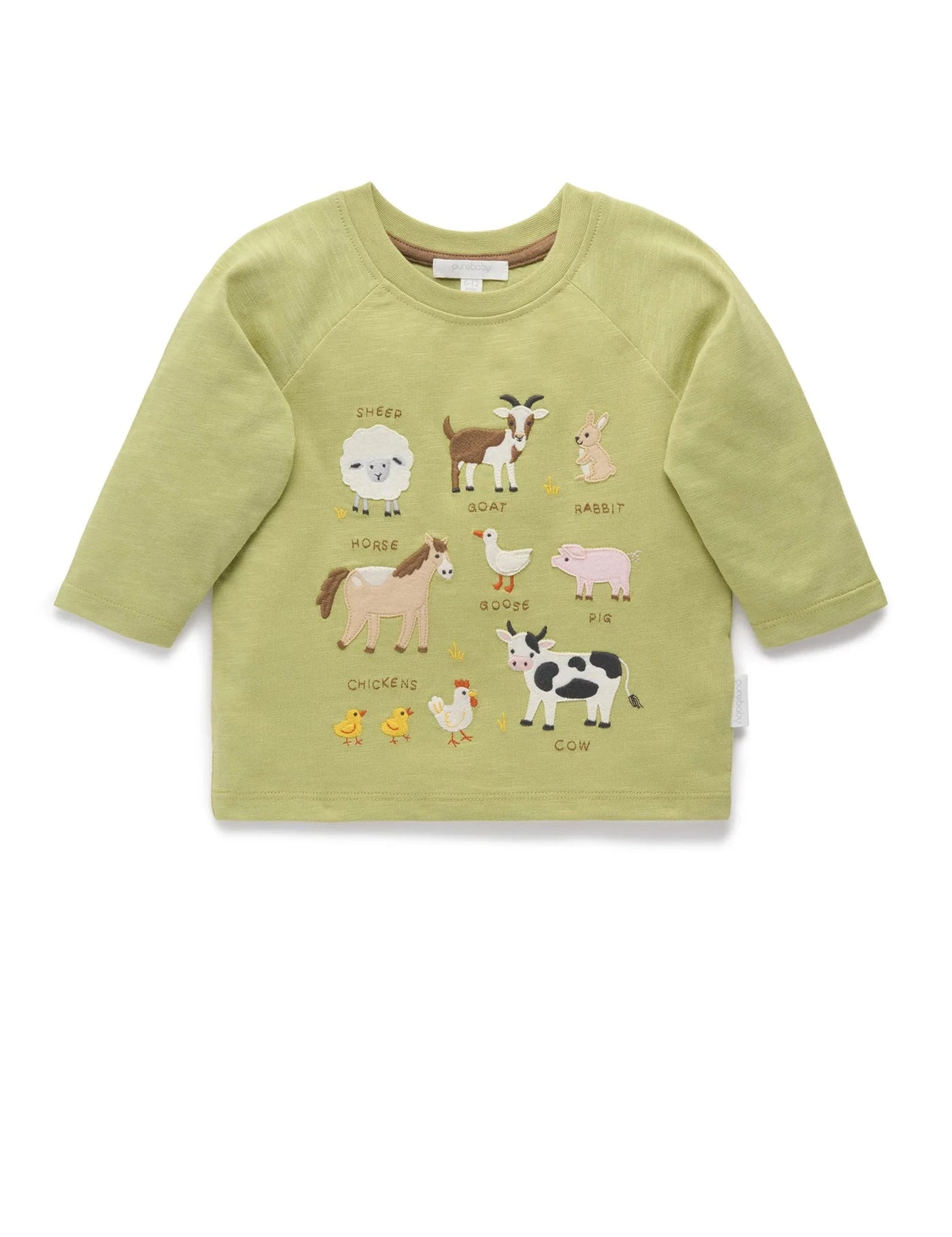 Purebaby - On The Farm Long Sleeve Tee | Celery Long Sleeve T-Shirt Purebaby 