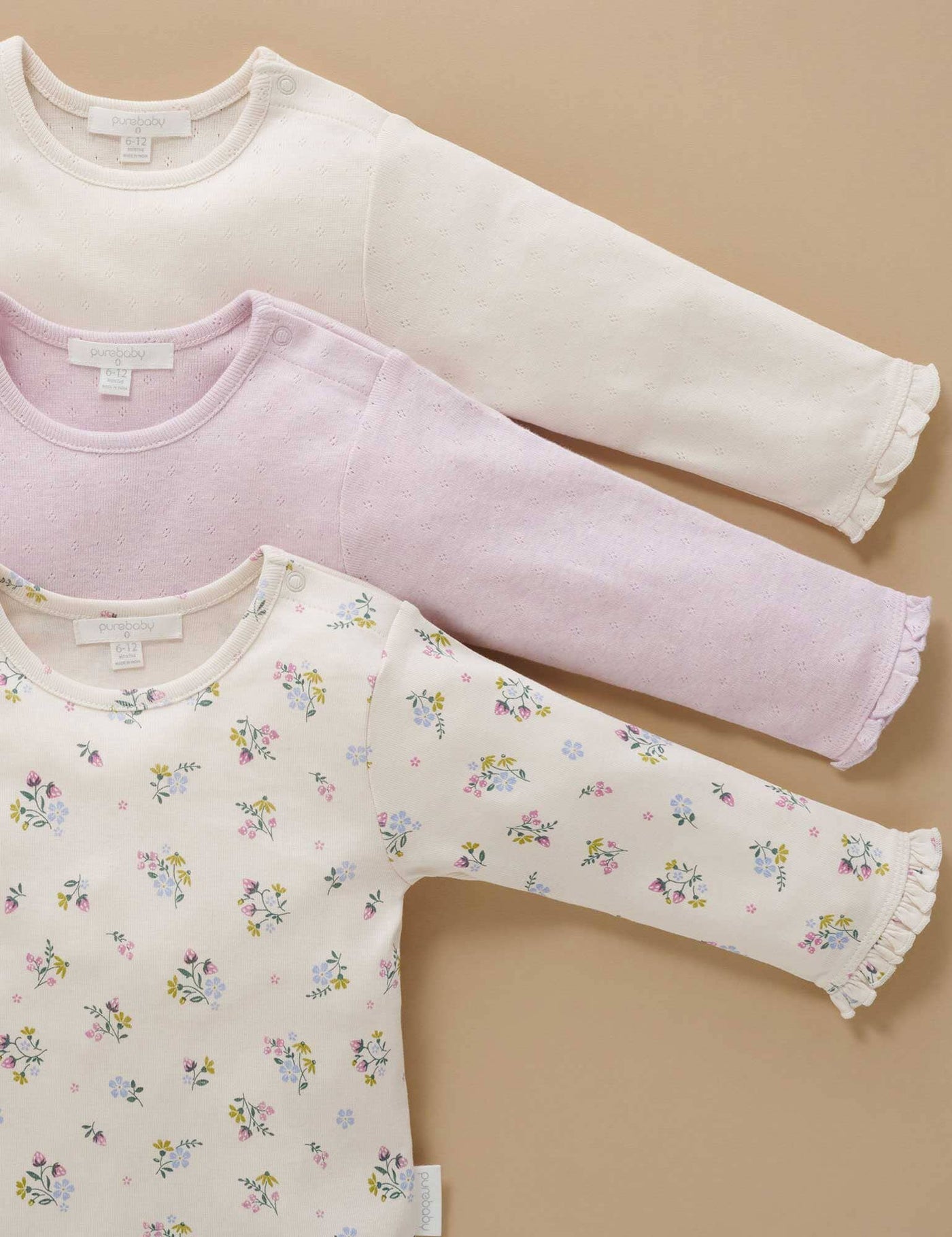 Purebaby - Pointelle Rib Layering Top | Cloud Long Sleeve Top Purebaby 