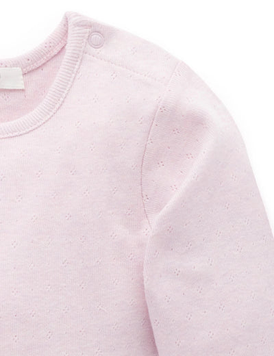 Purebaby - Pointelle Rib Layering Top | Primrose Melange Long Sleeve Top Purebaby 