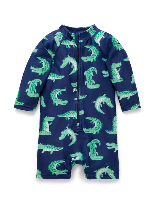 Purebaby - Printed Long Sleeve Sunsuit | Playful Crocodile