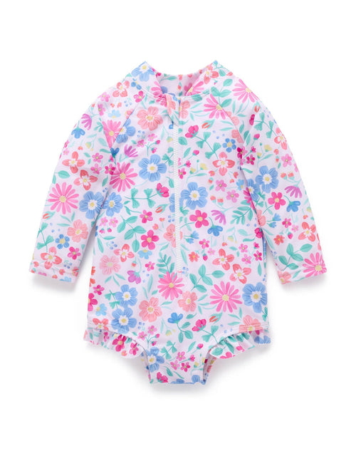 Purebaby - Printed Long Sleeve Swimsuit | Summer Wildflower