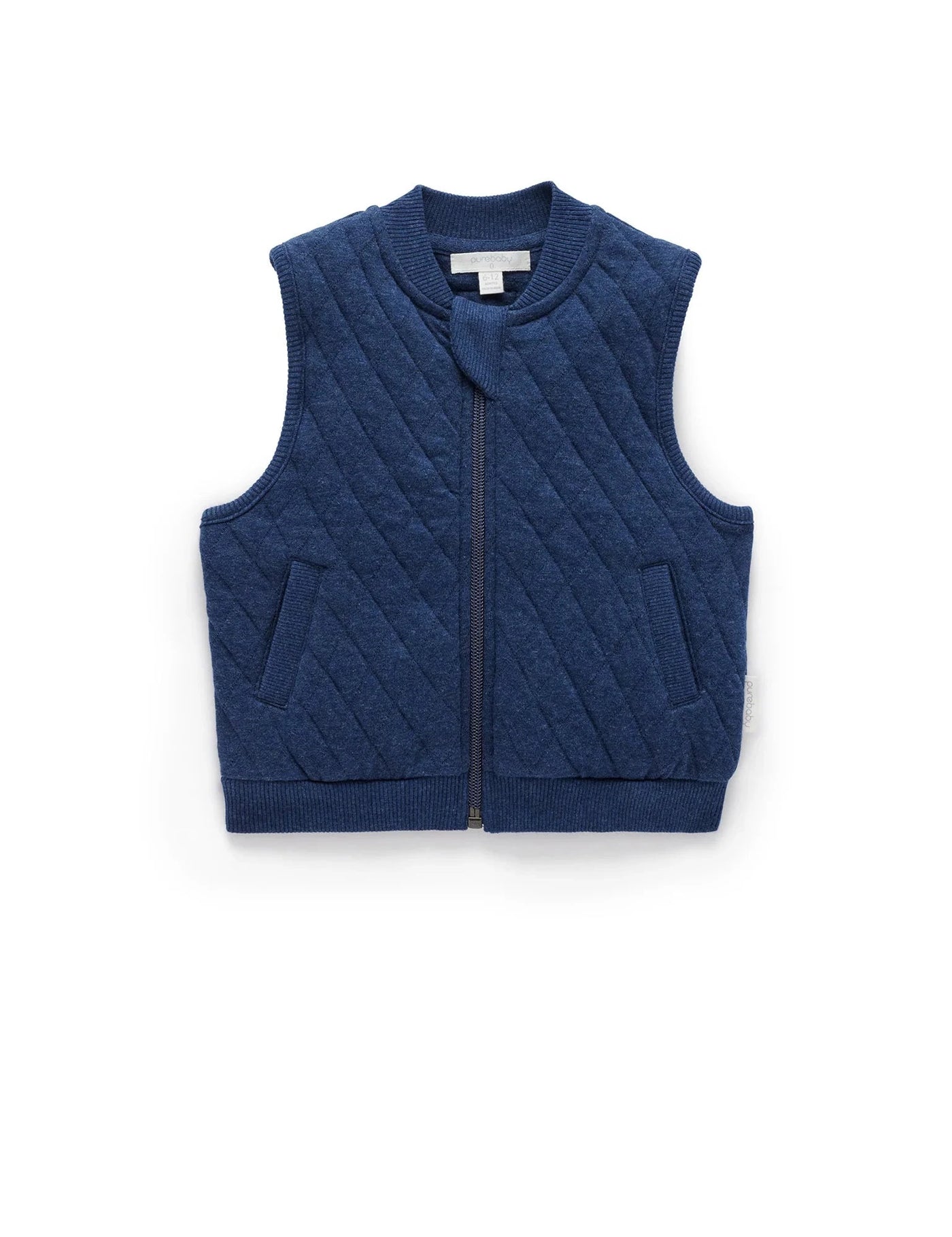 Purebaby - Quilted Vest | Blueberry Melange Vest Purebaby 