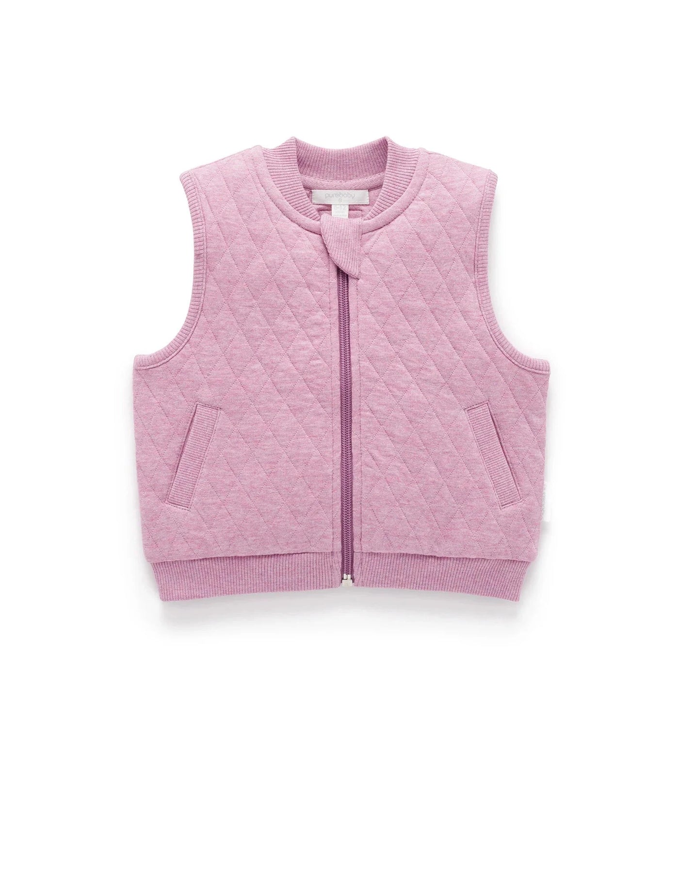 Purebaby - Quilted Vest | Lavender Melange Vest Purebaby 