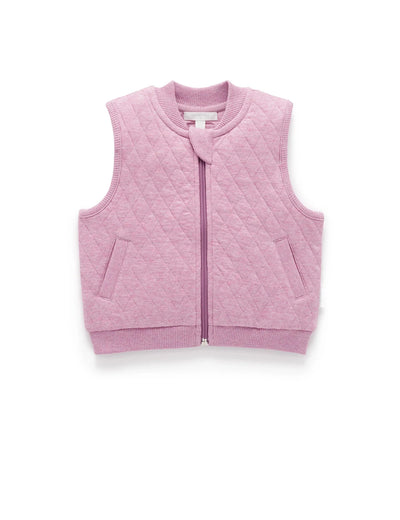 Purebaby - Quilted Vest | Lavender Melange Vest Purebaby 