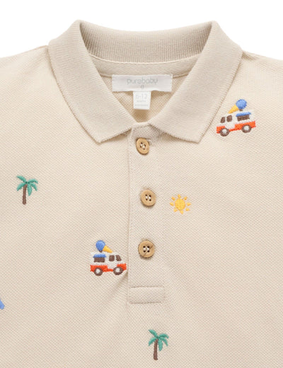 Purebaby - Resort Embroidered Polo Short Sleeve Shirt Purebaby 