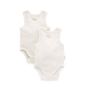 Purebaby - Rib Bodysuit 2 Pack | Wheat