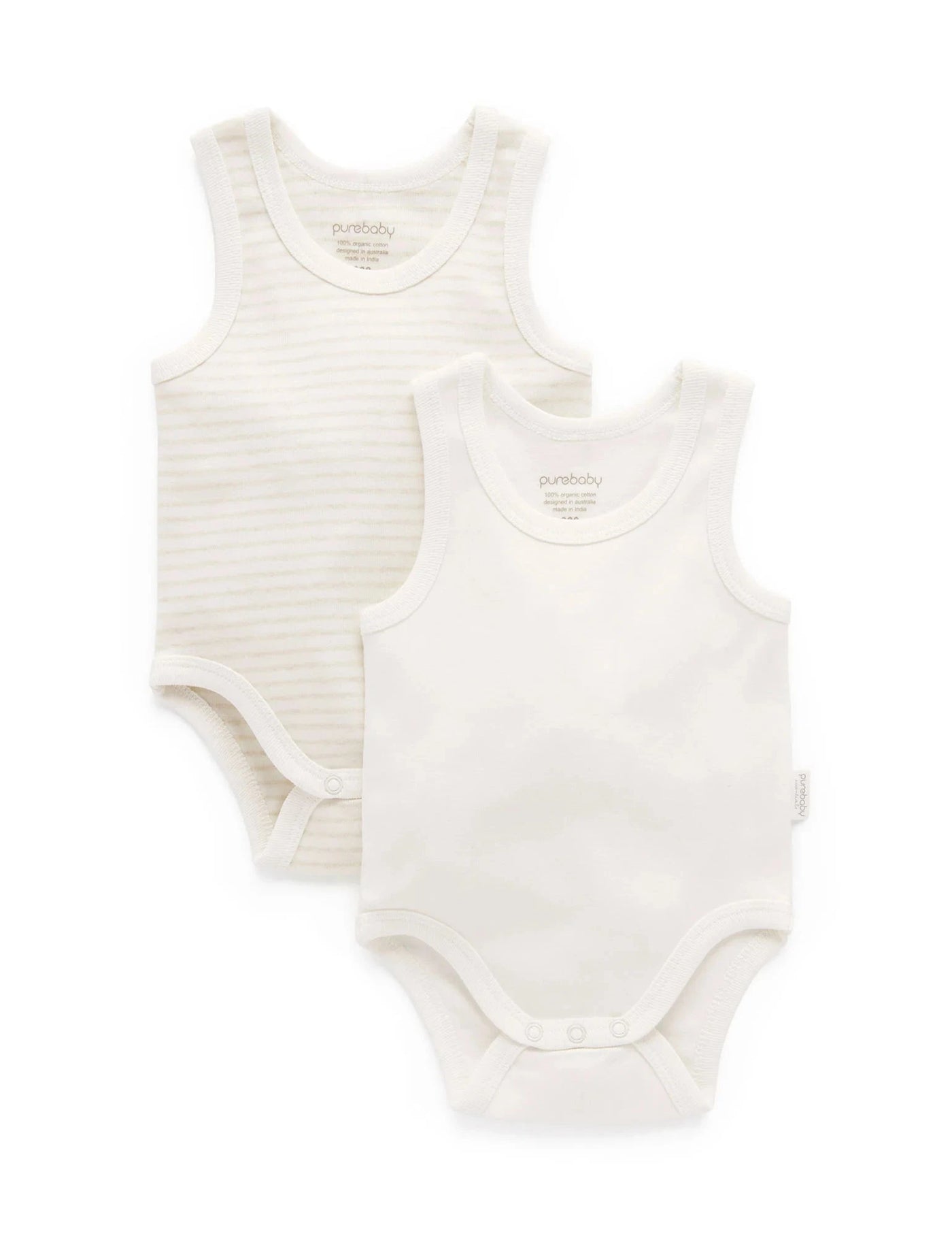 Purebaby - Rib Bodysuit 2 Pack - Wheat Bodysuit Purebaby 