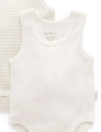 Purebaby - Rib Bodysuit 2 Pack - Wheat Bodysuit Purebaby 